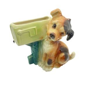 Planter Dog And US Mailbox Vintage Royal Copley Ceramic Decorative Cute Little
